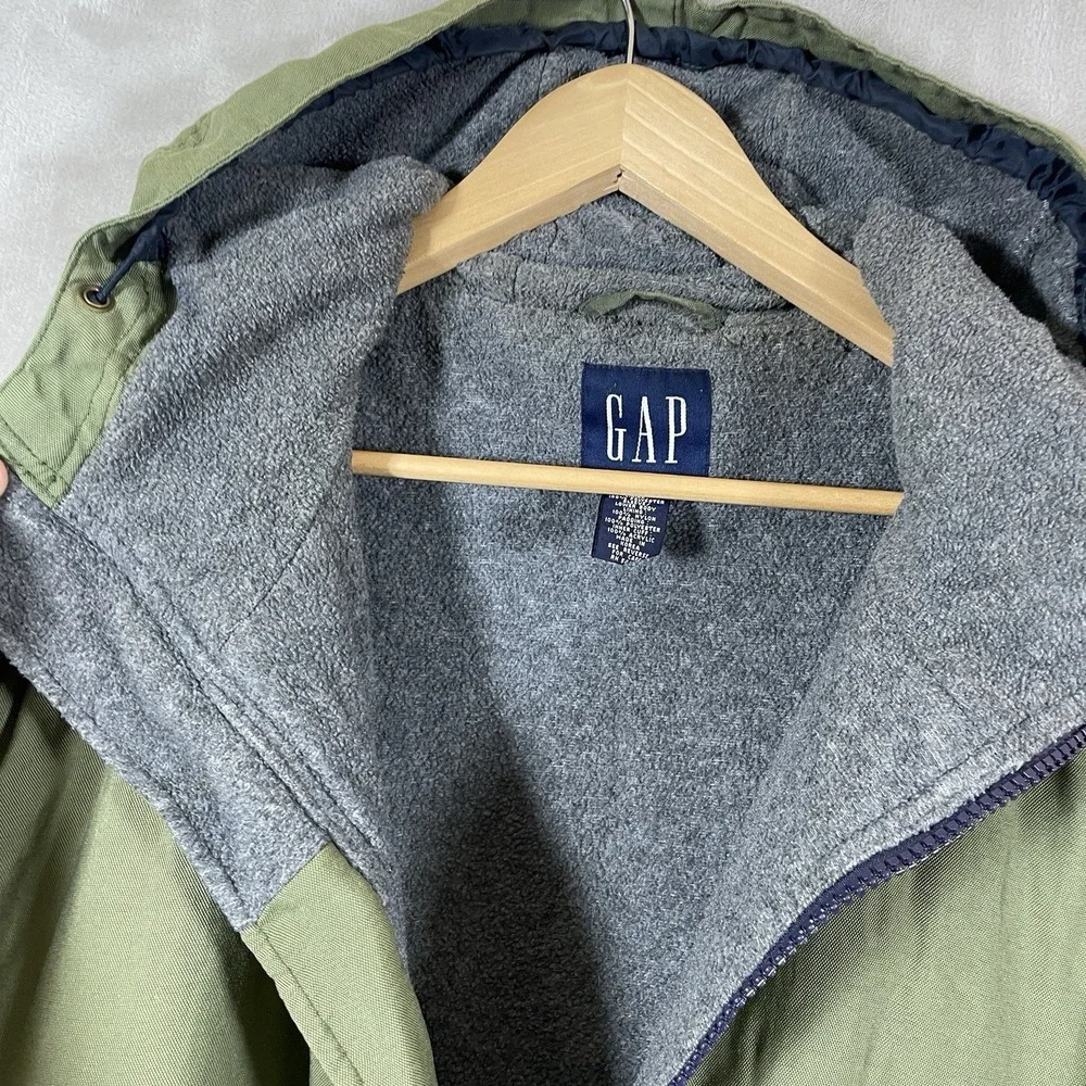 Vtg 90s GAP Sideline Warmup Parka Mens XL Fishtail Military Jacket Hooded Lined